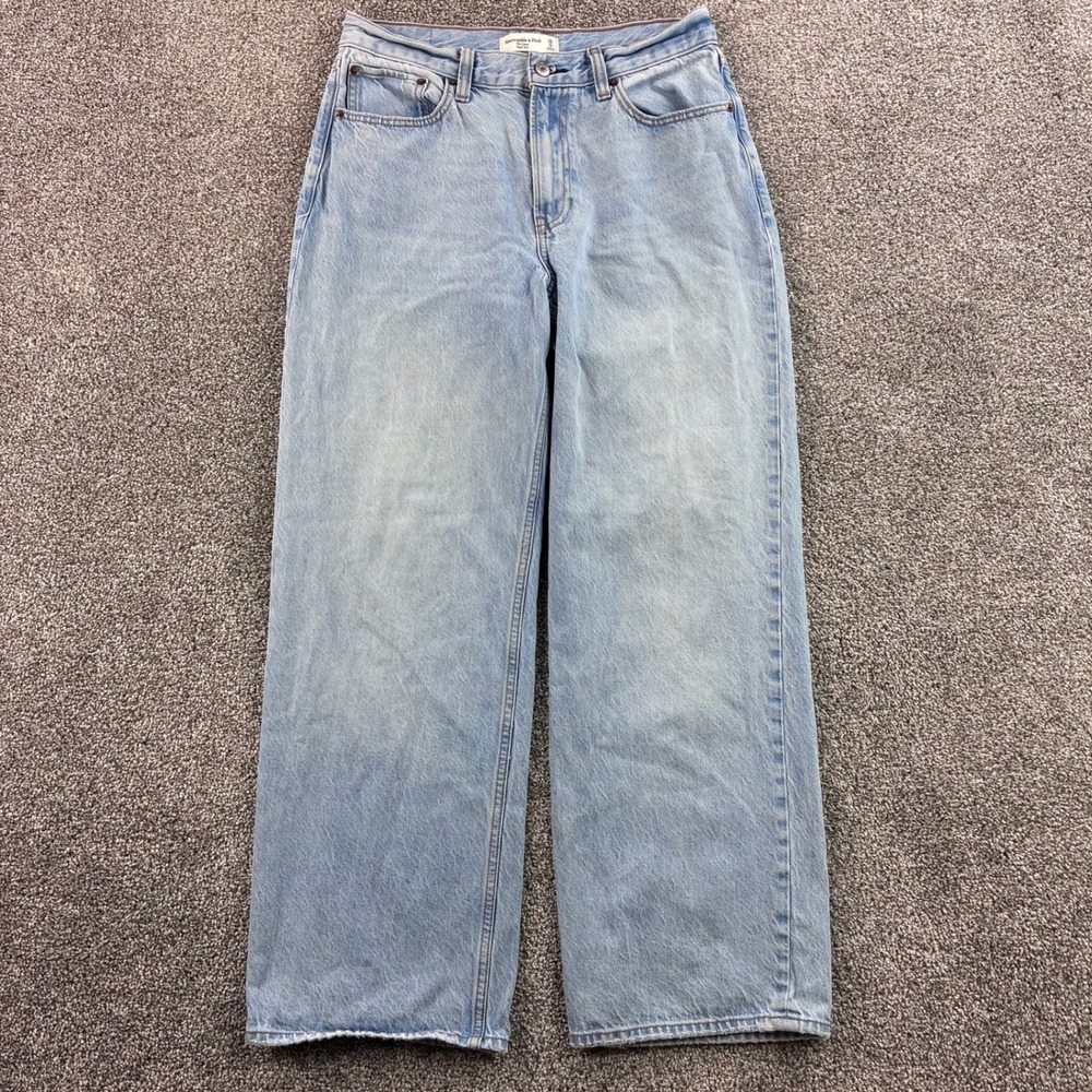 Abercrombie & Fitch The Loose High Rise Jeans Women's 28 Light Blue Denim Wide